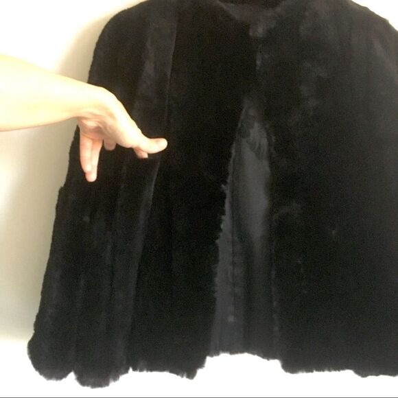 Vintage Mink Real Fur Jacket Bell Sleeves Black S - Picture 7 of 8